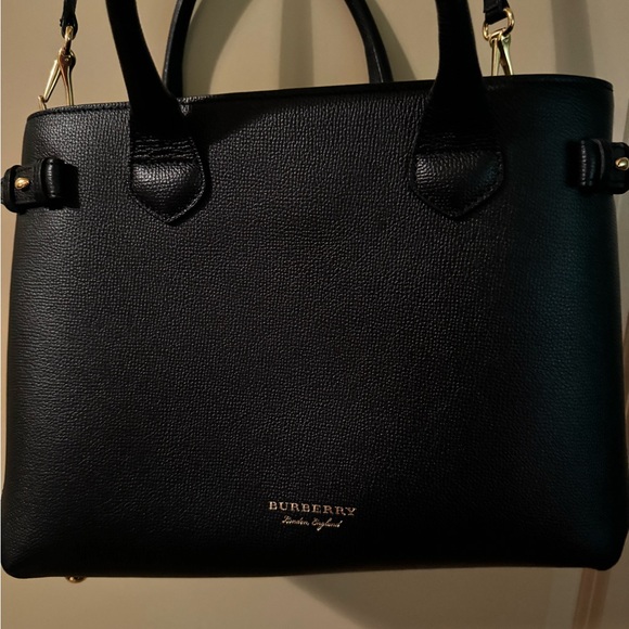 Pre-Owned Authentic Burberry Medium Banner House Check Derby Black Leath… - Picture 10 of 15